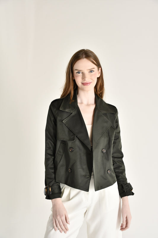 Short green trench coat