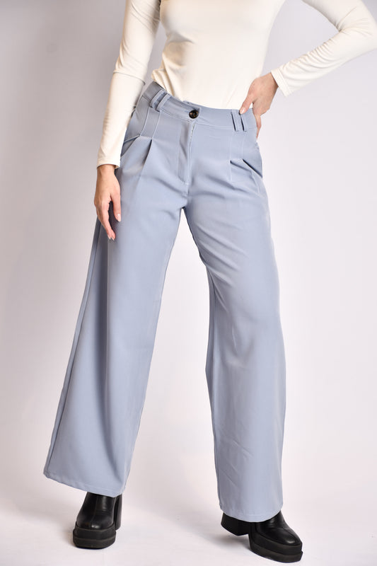Blue pleated trousers