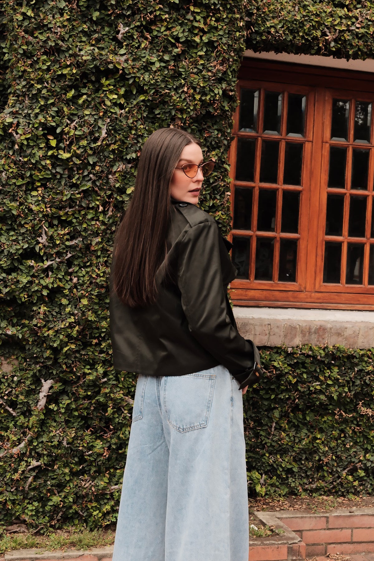 Short green trench coat