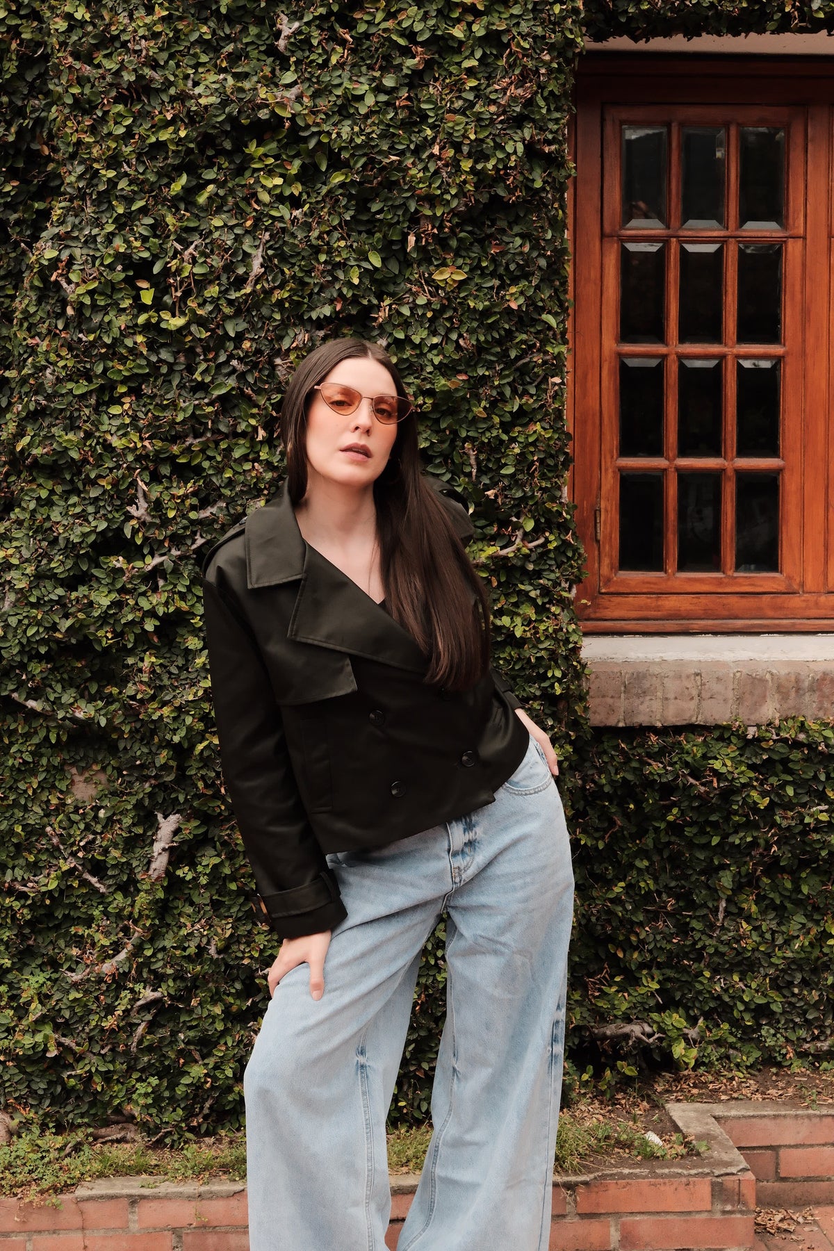 Short green trench coat