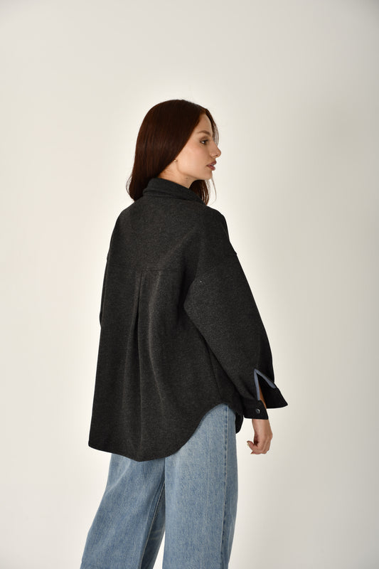 Dark gray wool overshirt