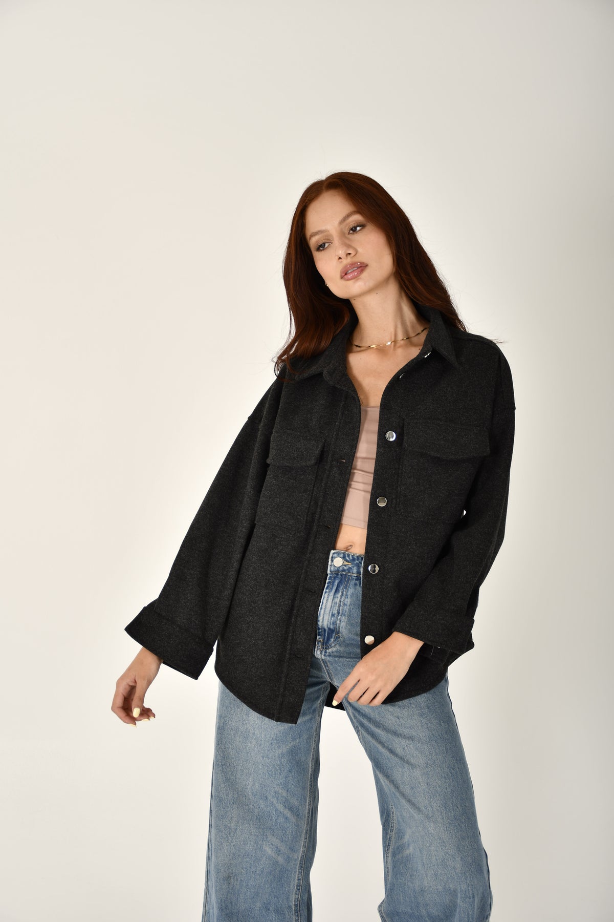 Dark gray wool overshirt