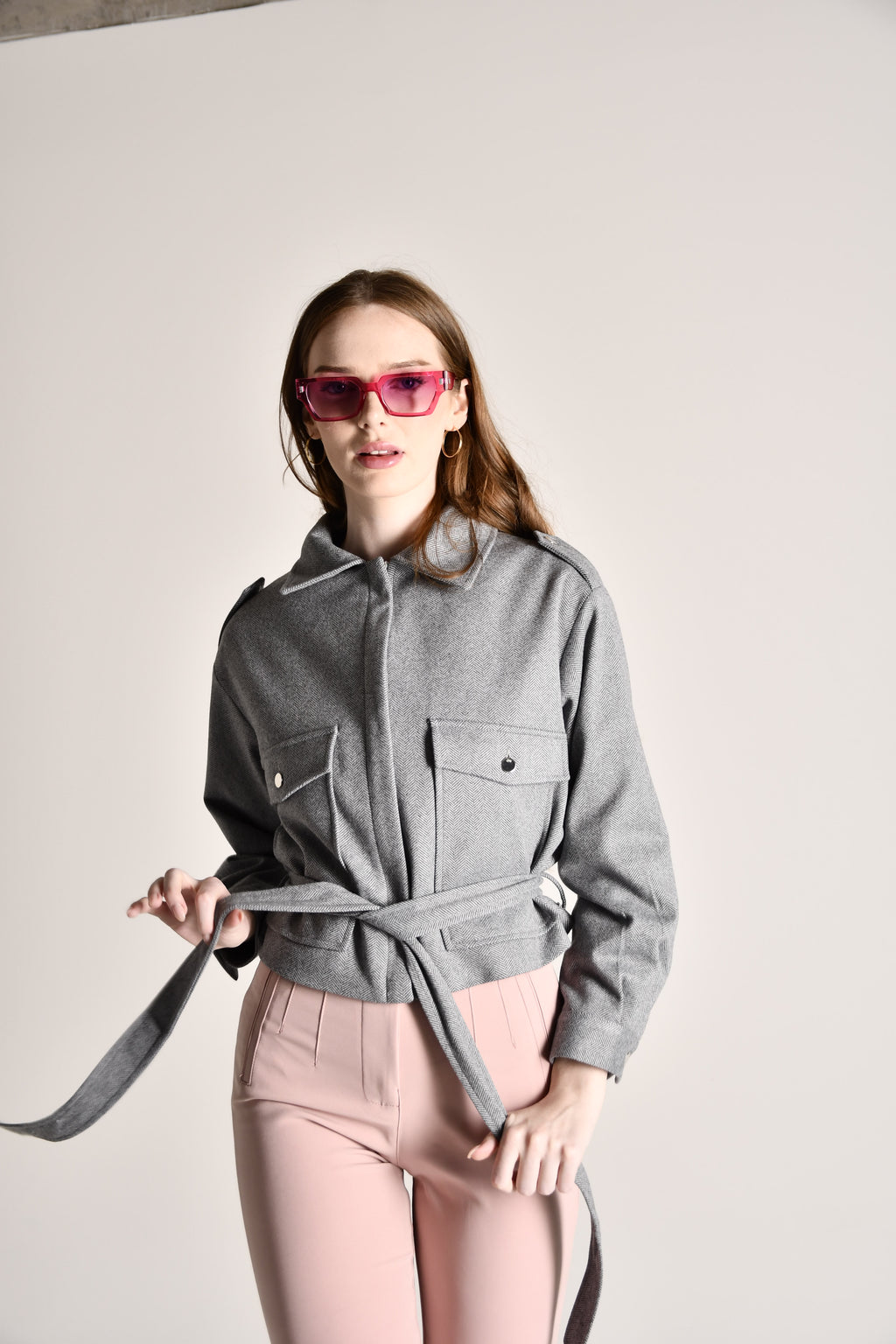 Abrigo corto cinturón