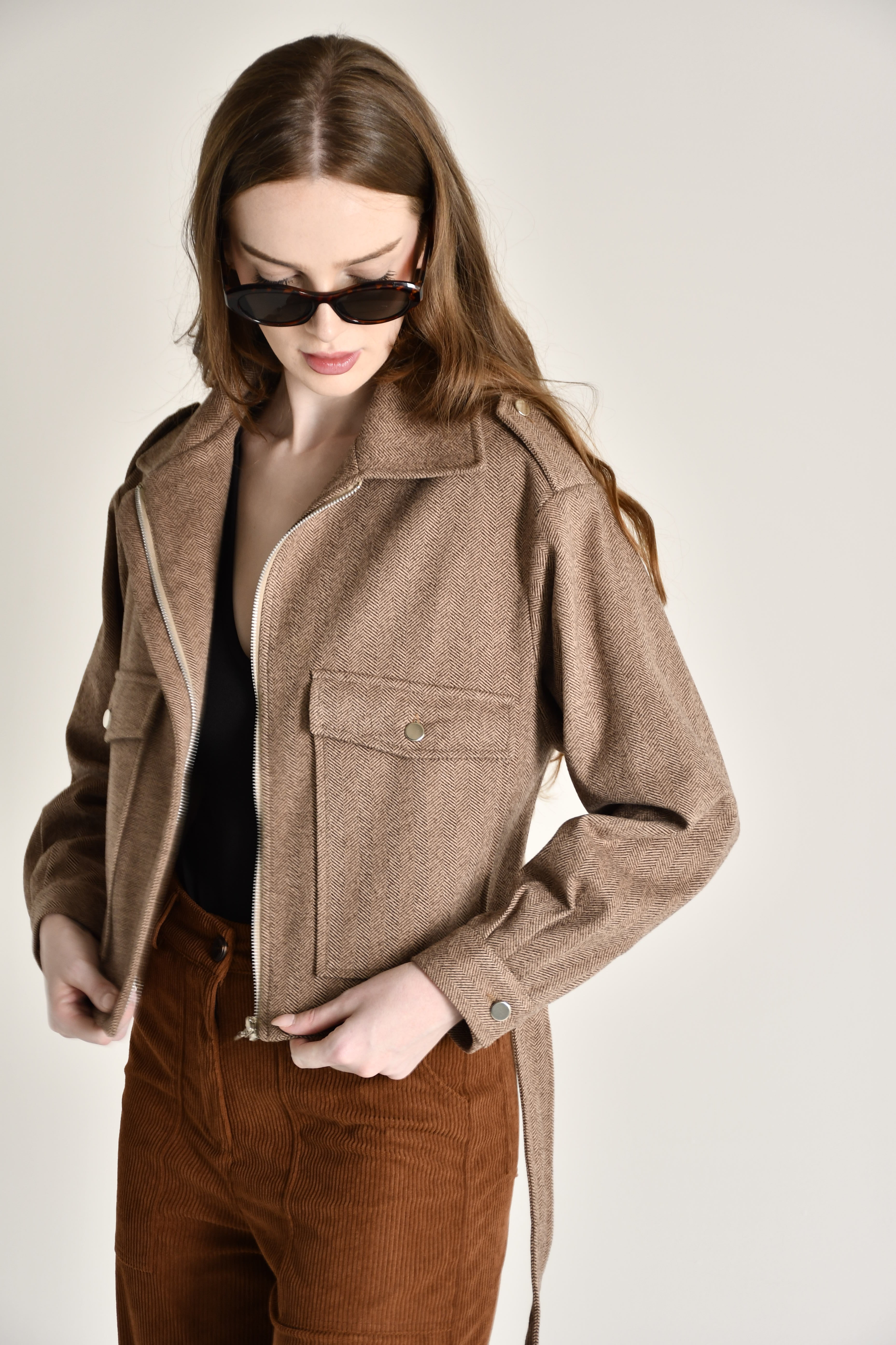 Abrigo corto cinturón