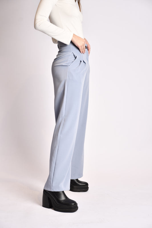 Blue pleated trousers