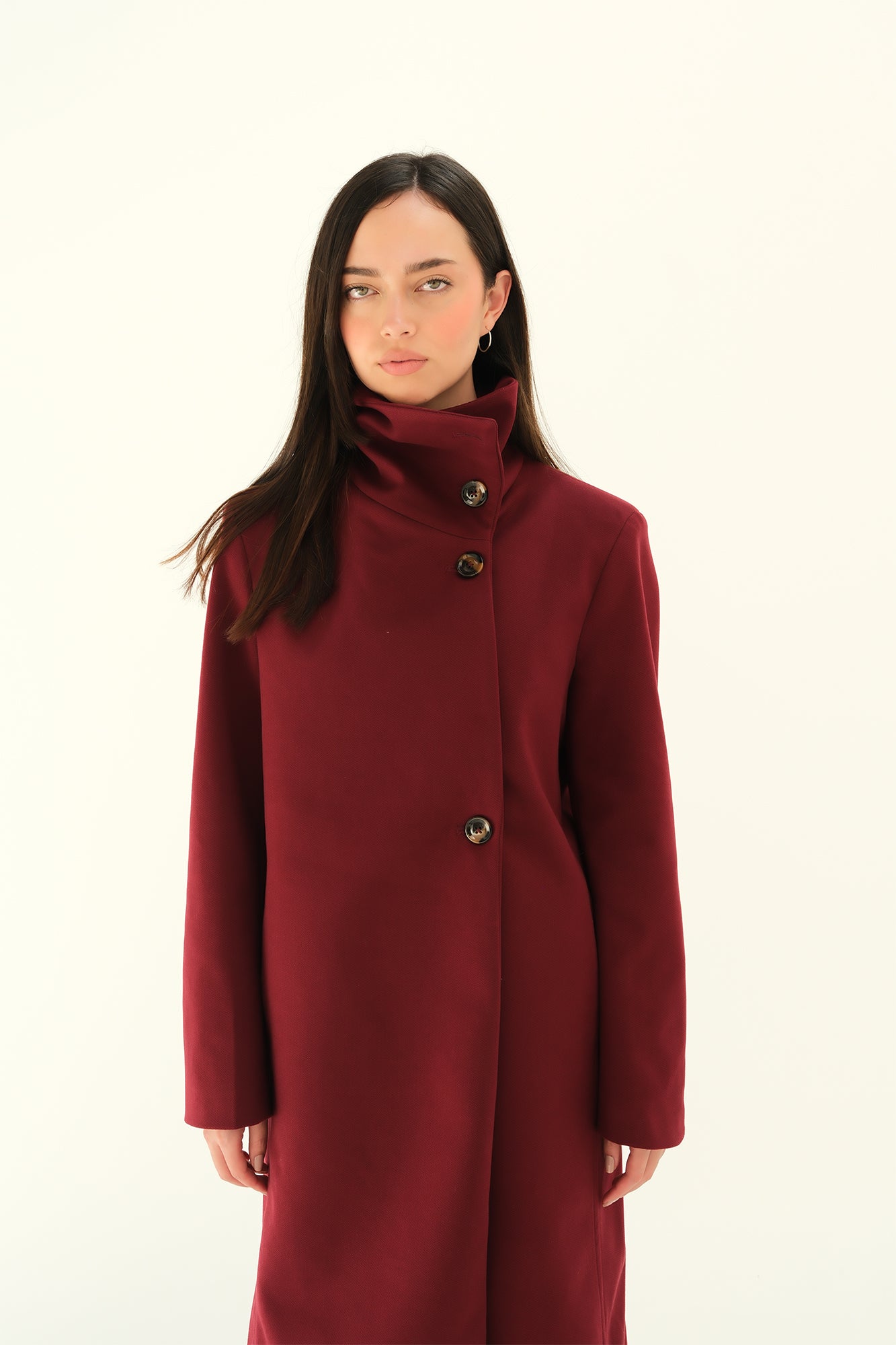 Abrigo cinturón Milán vino