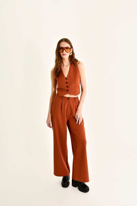 Terracotta Pleated Trousers
