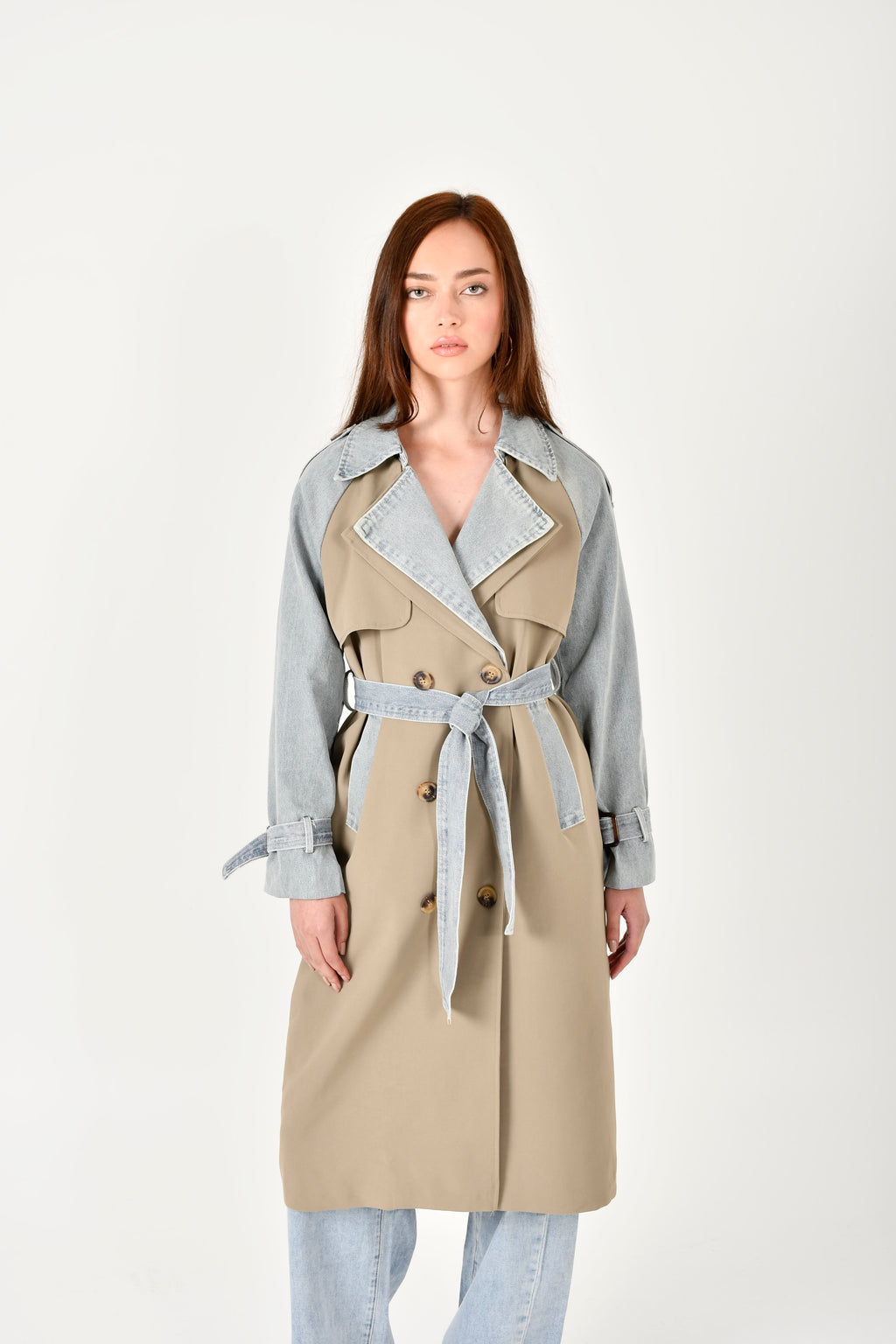 Gabardina denim larga