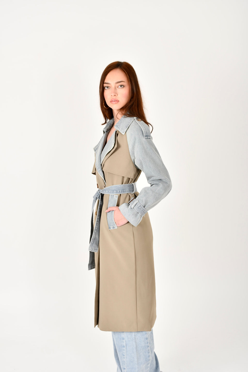 Gabardina denim larga