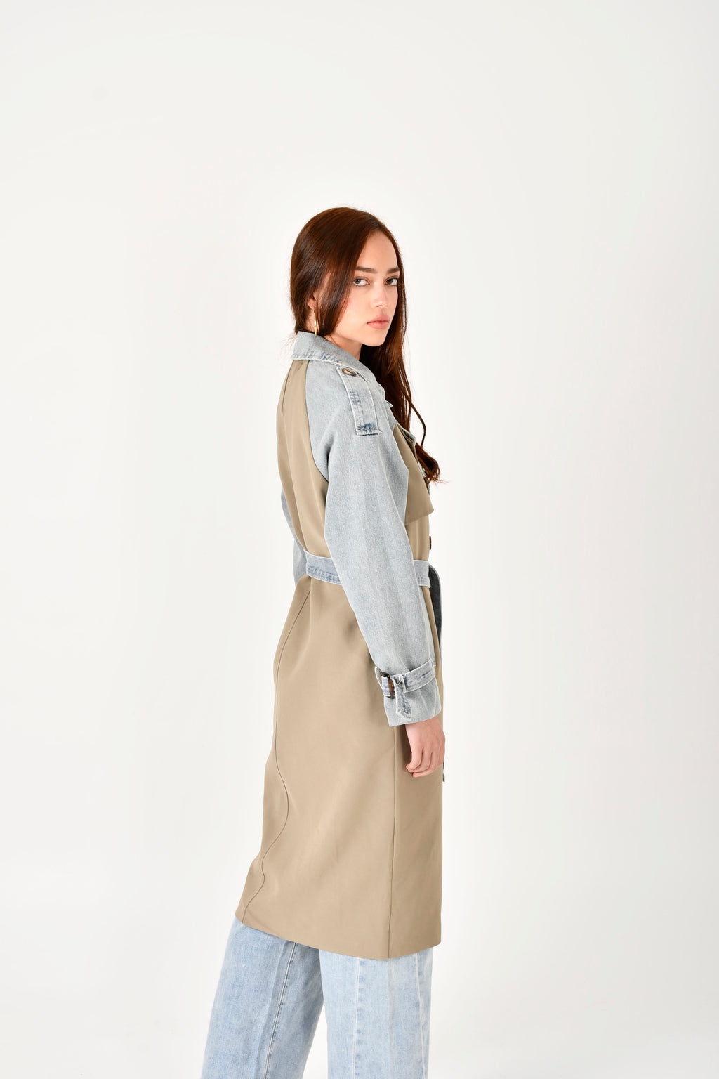Gabardina denim larga