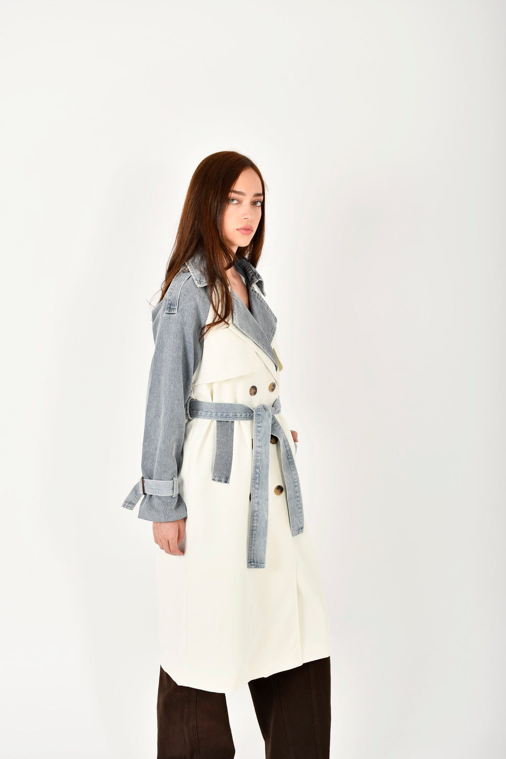 Gabardina denim larga