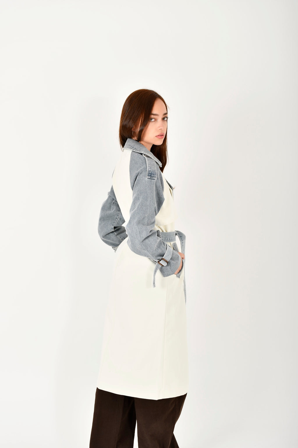Gabardina denim larga