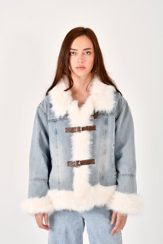 Angora denim jacket